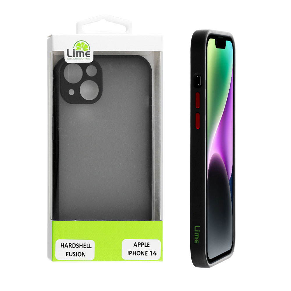 ΘΗΚΗ IPHONE 14 6.1" HARDSHELL FUSION FULL CAMERA PROTECTION BLACK WITH RED KEYS