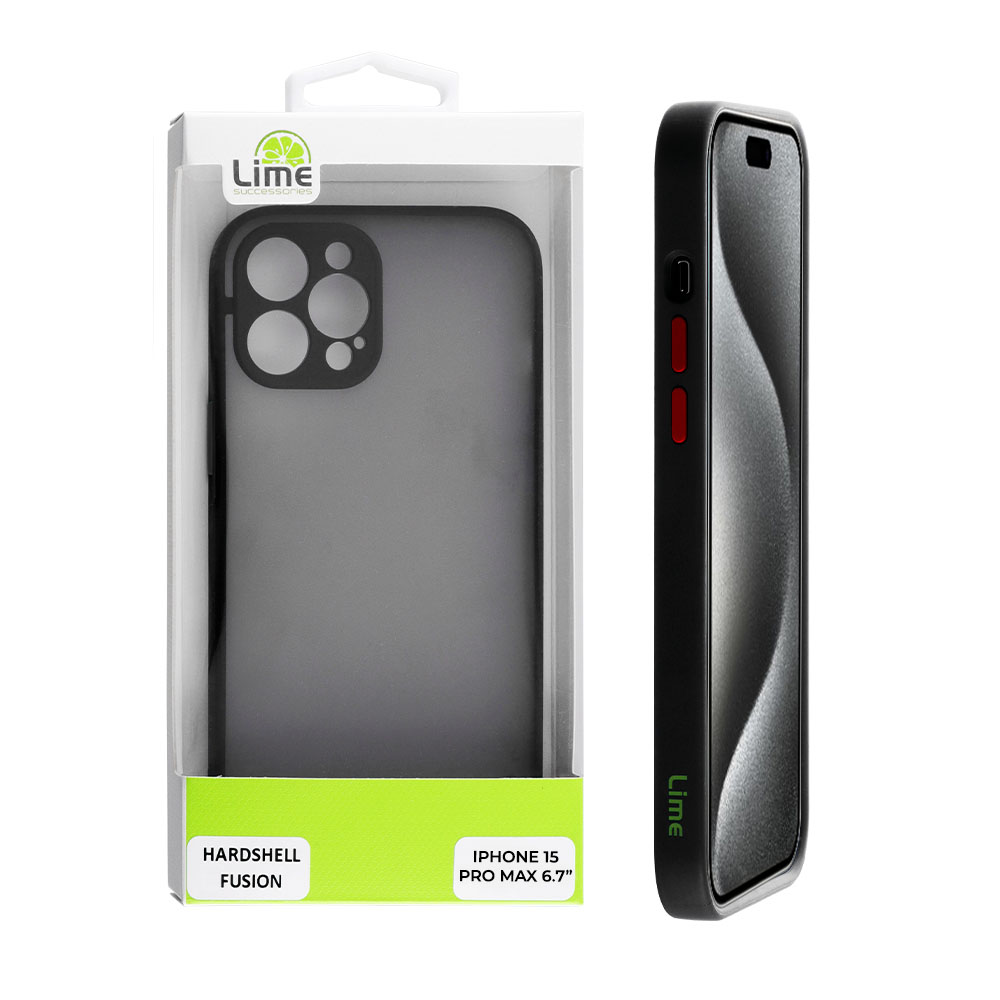 ΘΗΚΗ IPHONE 15 PRO MAX 6.7" HARDSHELL FUSION FULL CAMERA PROTECTION BLACK WITH RED KEYS