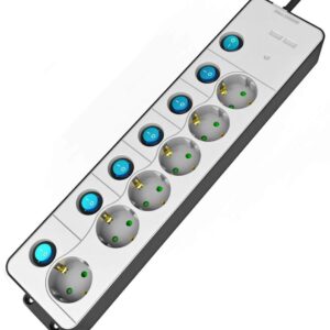 Entac Πολύπριζο 6 Θέσεων με Ξεχωριστούς Διακόπτες 3G1.5 1.5m