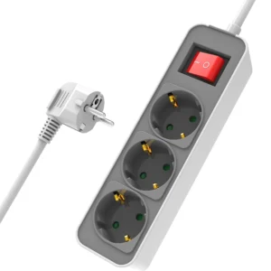 POWERTECH πολύπριζο ασφαλείας PT-1055, 3x schuko, 16A, 1.4m, λευκό