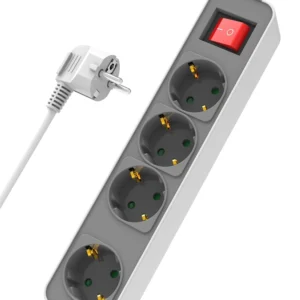 POWERTECH πολύπριζο ασφαλείας PT-1056, 4x schuko, 16A, 1.4m, λευκό