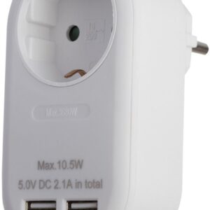 Entac Πρίζα Σούκο με 2 Θύρες USB (total 2.1A) Άσπρο