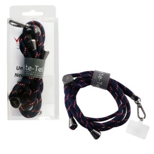 NECK STRAP - ΛΟΥΡΑΚΙ ΛΑΙΜΟΥ ΓΙΑ ΘΗΚΕΣ ΜΠΛΕ ΜΕ ΡΙΓΕΣ ΑΣΠΡΕΣ ΚΑΙ ΚΟΚΚΙΝΕΣ VT05.V.E